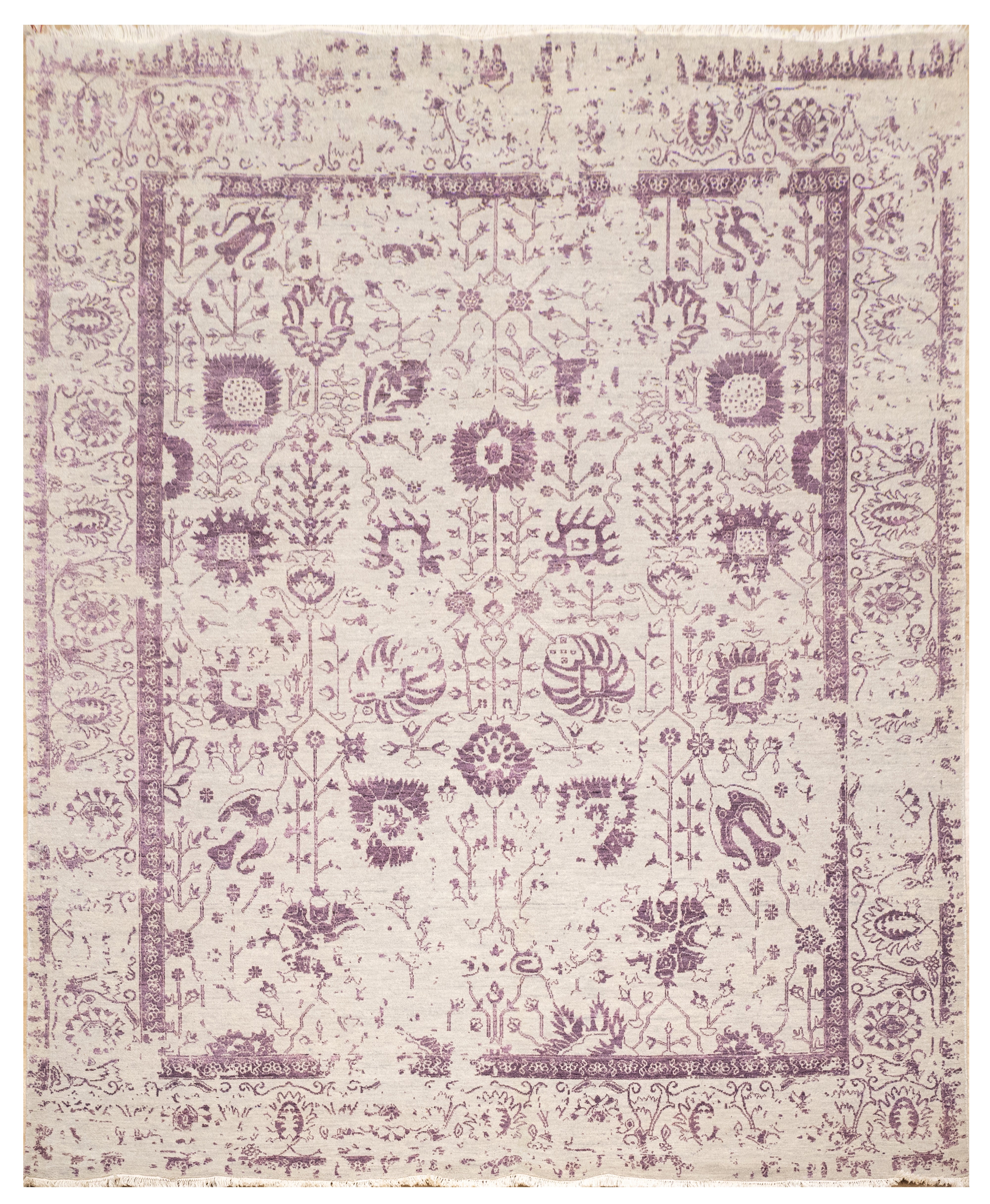 Handknotted Carpet, DIA - 4351 VASE 3, Silver & Wine